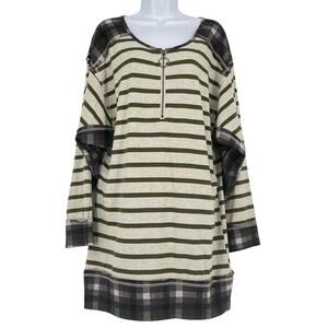 Everlily Rain Blueheaven Long Sleeve Tee Shirt in Grey/Green Size Small